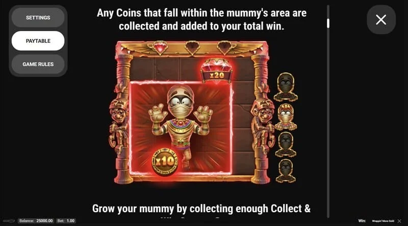 Wrappin' More Gold - dritare me rregullat dhe informacionin e lojës